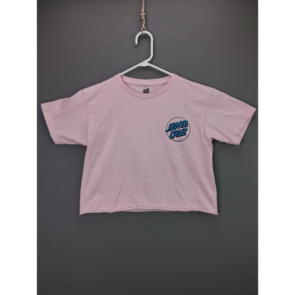 Santa Cruz Graphic Crop Tee Girls Large Pink Hibiscus Skate Short Sleeve Shirt